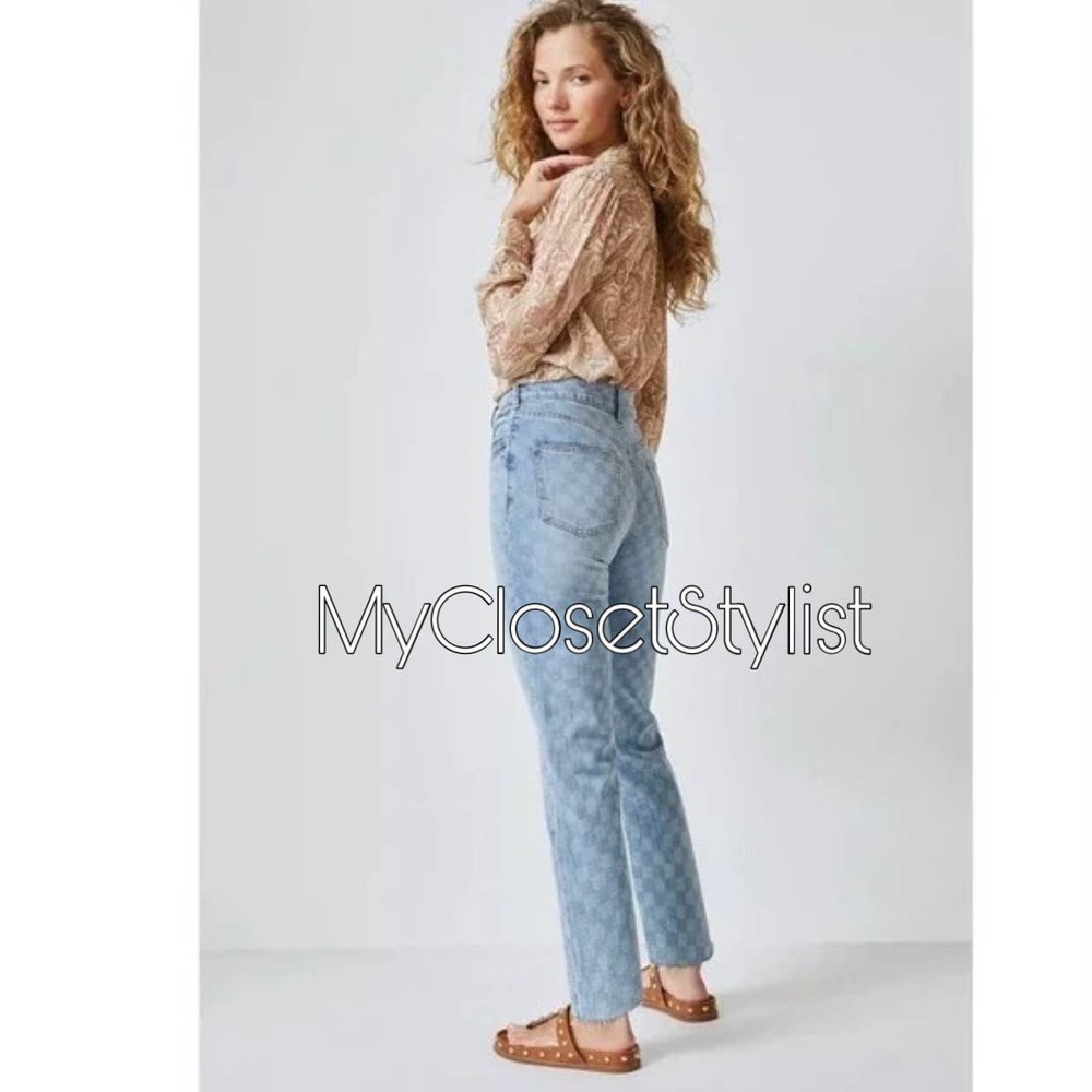 Pilcro The Vintage Straight Fade Checkered Jeans NWT 27 ANTHROPOLOGIE - Picture 4 of 4